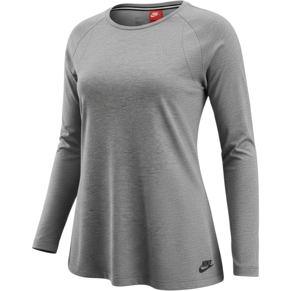 Nike Womens Sportswear Long Sleeve Heather Grey Top XL 829745-091 NWT